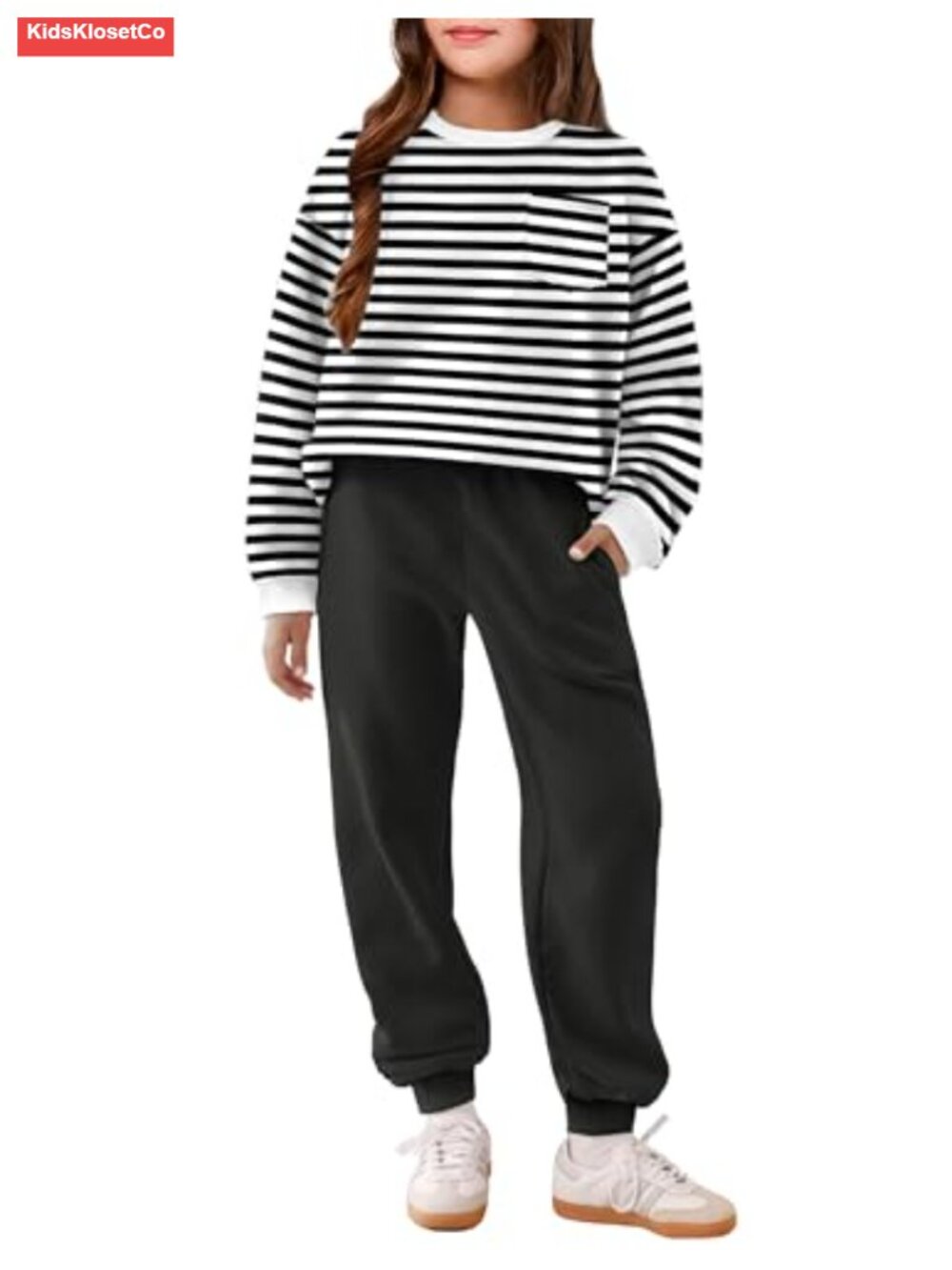 Girls 2 Piece Oversized Sweatsuit Set Polyester Jogger Sweatpants Fall Outfit